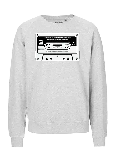 Music White K-7 Tape  Vintage Art  - music, funny pop, funny quote, funnytee, geek, humor, ian curtis, joke, Music, meme, nerd, parody, post punk, unknown pleasures, vintage - Fairtrade Sweatshirt