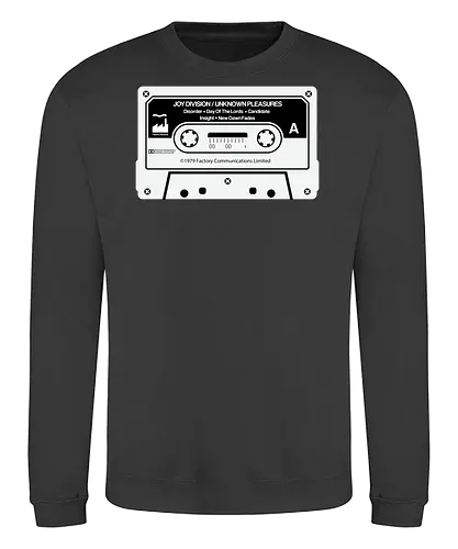 Music White K-7 Tape  Vintage Art  - music, funny pop, funny quote, funnytee, geek, humor, ian curtis, joke, Music, meme, nerd, parody, post punk, unknown pleasures, vintage - Sweatshirt