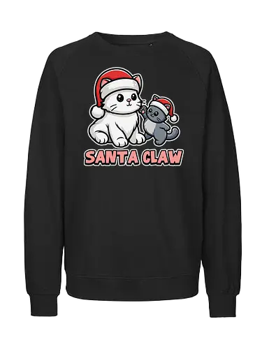 Santa Claw - christmas, cats, santa hats, festive, cute, playful, holiday, cartoon, illustration, humor - Fairtrade Sweatshirt