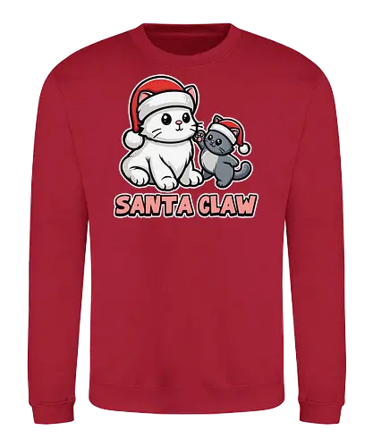 Santa Claw - christmas, cats, santa hats, festive, cute, playful, holiday, cartoon, illustration, humor - Sweatshirt