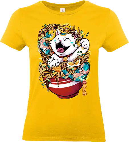 lucky ramen  - cat, animal, cute, funny, shape, catlover, fun, ramen, noodles, food, yummy, delicious, fish - Standard T-Shirt (Frauen)