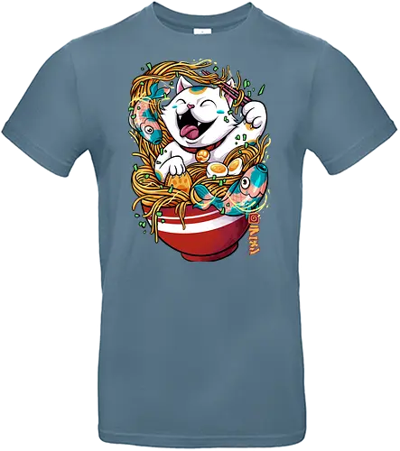 lucky ramen  - cat, animal, cute, funny, shape, catlover, fun, ramen, noodles, food, yummy, delicious, fish - Standard T-Shirt