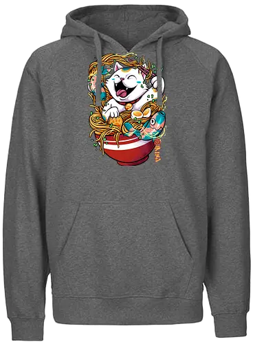 lucky ramen  - cat, animal, cute, funny, shape, catlover, fun, ramen, noodles, food, yummy, delicious, fish - Fairtrade Hoodie