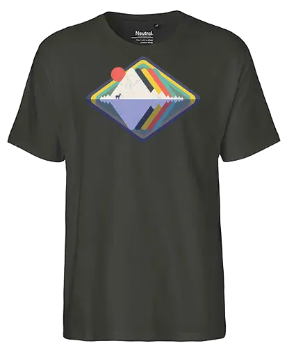 Wild Landscape - wild, nature, animals, deer, wild animals, vintage, colourful, abstract, geometric - Fairtrade T-Shirt