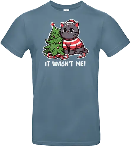 IT WASN'T ME! - cat, christmas tree, sweater, candy canes, humorous, cute, holiday, decorations, festive, innocent - Standard T-Shirt