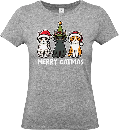 Merry Catmas - cats, christmas, santa hats, holiday, cute, festive, humor, celebration, merry catmas - Standard T-Shirt (Frauen)