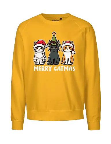 Merry Catmas - cats, christmas, santa hats, holiday, cute, festive, humor, celebration, merry catmas - Fairtrade Sweatshirt
