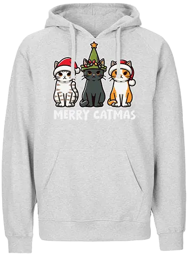 Merry Catmas - cats, christmas, santa hats, holiday, cute, festive, humor, celebration, merry catmas - Fairtrade Hoodie