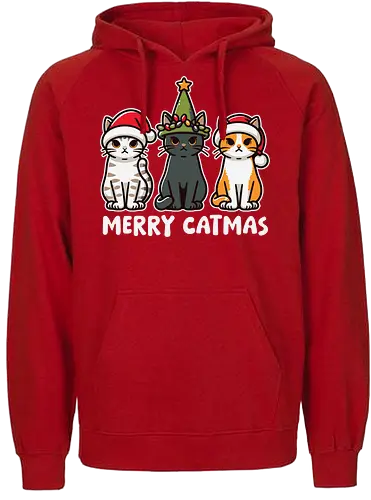 Merry Catmas - cats, christmas, santa hats, holiday, cute, festive, humor, celebration, merry catmas - Fairtrade Hoodie