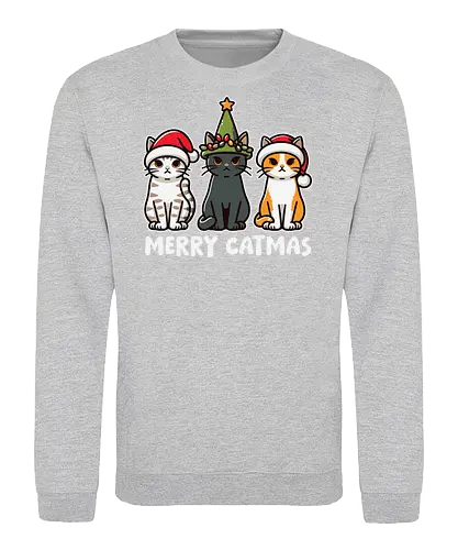 Merry Catmas - cats, christmas, santa hats, holiday, cute, festive, humor, celebration, merry catmas - Sweatshirt