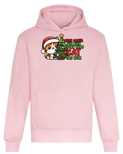 Dear Santa, I've been a very good cat this year. - cat, santa hat, christmas, holiday, cute, cartoon, christmas tree, festive, humor, decoration - Heavyweight Hoodie