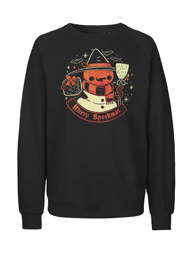 Creepy Snowman Merry Spookmas - spooky, snowman, pumpkin head, halloween, christmas - Fairtrade Sweatshirt