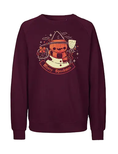 Creepy Snowman Merry Spookmas - spooky, snowman, pumpkin head, halloween, christmas - Fairtrade Sweatshirt