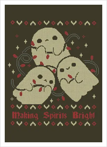 Cute Ghosts Making Spirits Bright UGLY CHRISTMAS