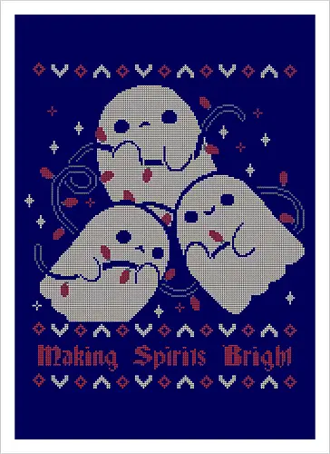 Cute Ghosts Making Spirits Bright UGLY CHRISTMAS