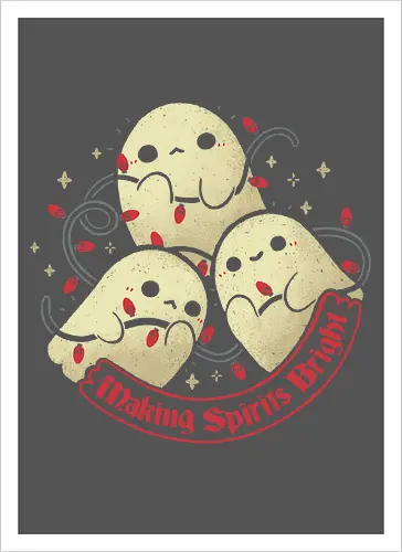 Cute Ghosts Making Spirits Bright