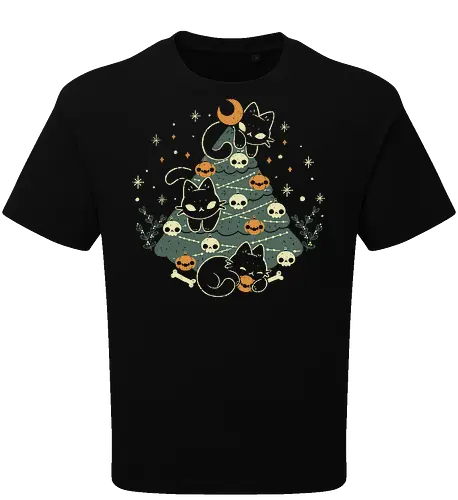 Halloween Christmas Tree with Black Cats