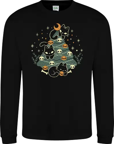 Halloween Christmas Tree with Black Cats