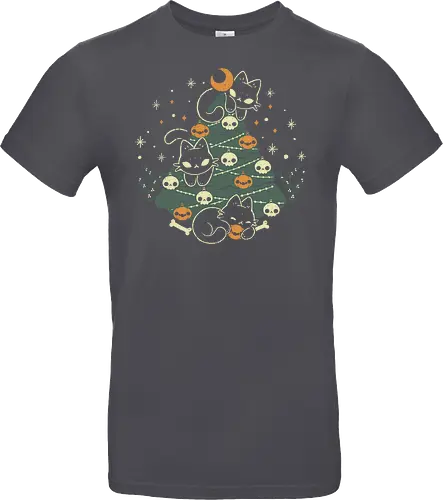 Halloween Christmas Tree with Black Cats