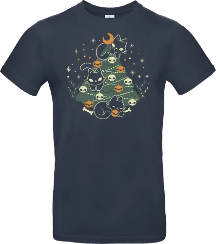 Halloween Christmas Tree with Black Cats