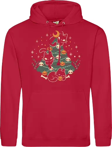 Halloween Christmas Tree with Black Cats