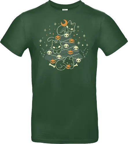 Halloween Christmas Tree with Black Cats