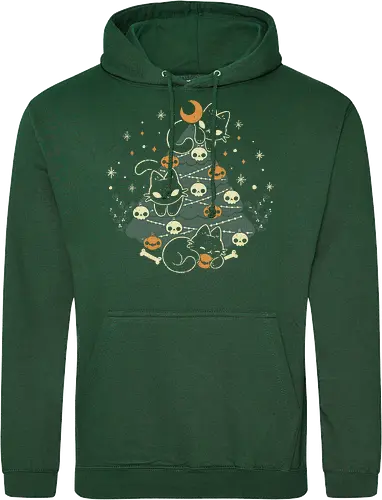 Halloween Christmas Tree with Black Cats