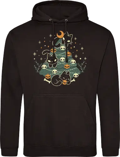 Halloween Christmas Tree with Black Cats