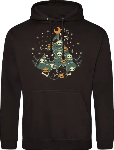 Halloween Christmas Tree with Black Cats