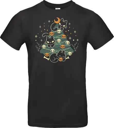 Halloween Christmas Tree with Black Cats