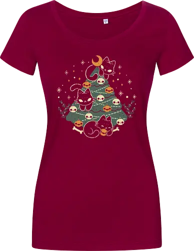 Halloween Christmas Tree with Black Cats