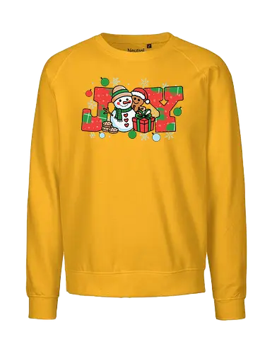 JOY - snowman, gingerbread, joy, holiday, christmas, snowflakes, gifts, decorations, festive, ornaments - Fairtrade Sweatshirt