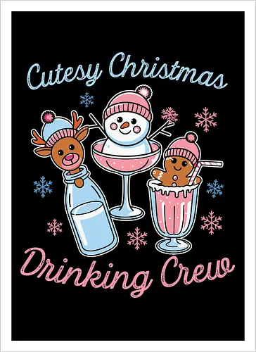 Cutesy Christmas Drinking Crew