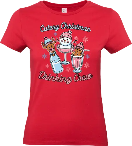 Cutesy Christmas Drinking Crew - christmas, festive, drinks, snowman, reindeer, gingerbread, holiday, snowflakes, cute, pastel - Standard T-Shirt (Frauen)