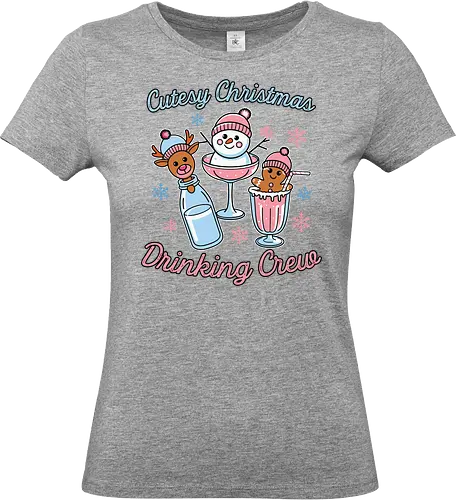 Cutesy Christmas Drinking Crew - christmas, festive, drinks, snowman, reindeer, gingerbread, holiday, snowflakes, cute, pastel - Standard T-Shirt (Frauen)