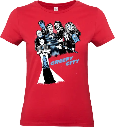 Creepy City - The Addams Family, Wednesday Addams, Addams Family, Morticia Addams, Gomez Addams, Vintage, Retro, Gothic, tv show, Classic Horror, Horror, Horror Movies, Monsters, Monster, Classic, Sin City, Halloween, Scary, Spooky, Spooky Season, Creepy, mystery - Standard T-Shirt (Frauen)