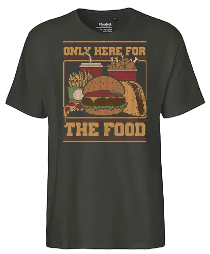 Ugly Sweater Fast Food - Food, Fast Food, Fast-food, Street Food, Ugly Sweater, Holiday, Christmas, Merry Christmas, Ugly Christmas Sweater, Pizza, Taco, Tacos, Fries, Soda, Fried, Chicken, Chicken Nuggets, Burger - Fairtrade T-Shirt