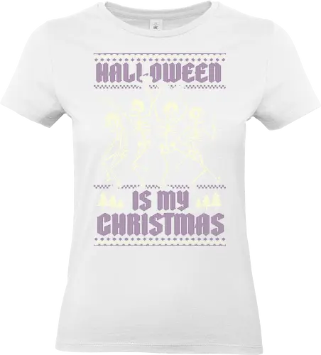 Ugly Sweater Spooky Skeletons - Ugly Sweater, Holiday, Christmas, Merry Christmas, Ugly Christmas Sweater, Pixel Art, Spooky Season, Spooky, Creepy, Scary, Halloween, Skeleton, Skull, Spookmas - Standard T-Shirt (Frauen)