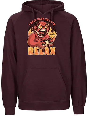 Video Game Relax Player - video game, game, console, relax, relaxing, curse, cursing, gamer, gaming, meme, streamer, online, fire, angry, fun, funny - Fairtrade Hoodie