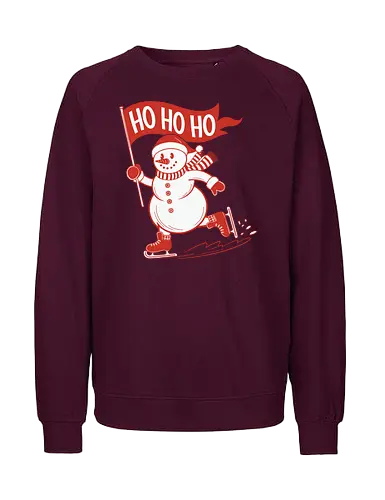 snowman ice skating - snowman, ice skating, flag, festive, winter, holiday, cheerful, red, white, graphic design - Fairtrade Sweatshirt