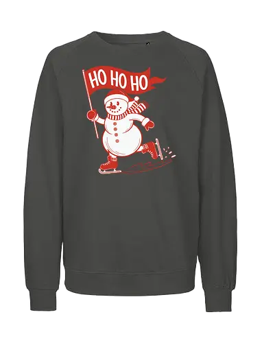 snowman ice skating - snowman, ice skating, flag, festive, winter, holiday, cheerful, red, white, graphic design - Fairtrade Sweatshirt