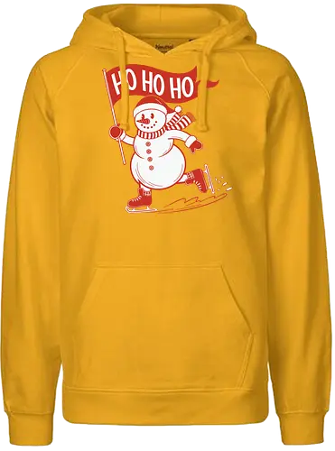 snowman ice skating - snowman, ice skating, flag, festive, winter, holiday, cheerful, red, white, graphic design - Fairtrade Hoodie