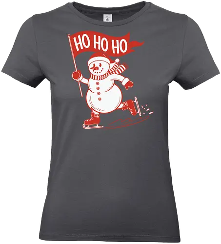 snowman ice skating - snowman, ice skating, flag, festive, winter, holiday, cheerful, red, white, graphic design - Standard T-Shirt (Frauen)