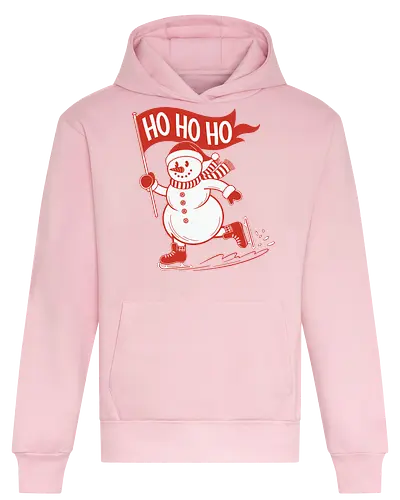 snowman ice skating - snowman, ice skating, flag, festive, winter, holiday, cheerful, red, white, graphic design - Heavyweight Hoodie