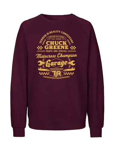 Chuck Greene Garage Vintage - rising, dead, frank west, zombie, zombrex, chuck greene, servbot, video game, gaming, gamer, survival horror, terror, willamette parkview mall, biohazard - Fairtrade Sweatshirt