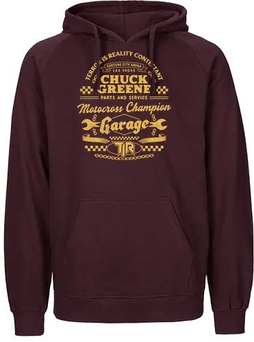 Chuck Greene Garage Vintage - rising, dead, frank west, zombie, zombrex, chuck greene, servbot, video game, gaming, gamer, survival horror, terror, willamette parkview mall, biohazard - Fairtrade Hoodie