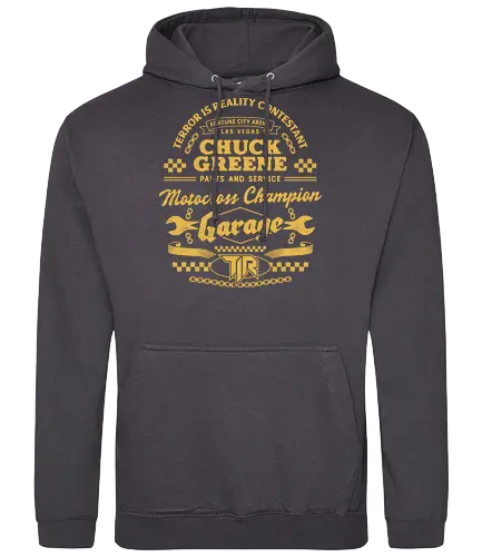 Chuck Greene Garage Vintage - rising, dead, frank west, zombie, zombrex, chuck greene, servbot, video game, gaming, gamer, survival horror, terror, willamette parkview mall, biohazard - Standard Hoodie