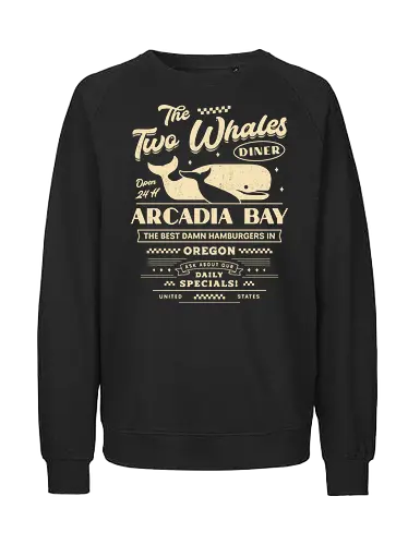 The Two Whales Diner Emblem - life, strange, Chloe, Max, rachel, arcadia, bay, butterfly, before the storm, video game, gaming, gamer, rocky mountain record traders, the black lantern, haven springs - Fairtrade Sweatshirt