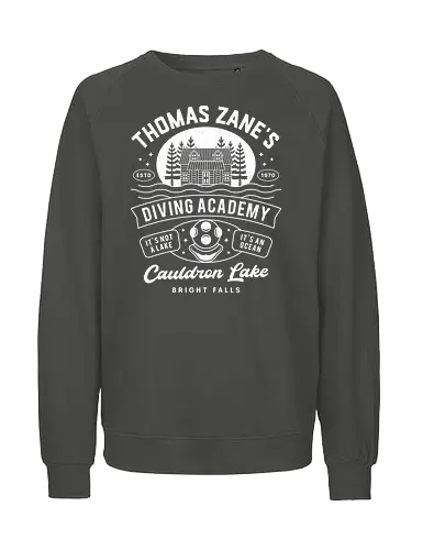 Cauldron Lake Diving Academy - alan, video game, video games, gaming, gamer, control, american nightmare, deer fest, oh deer diner, coffee thermos, cauldron, lake, night, springs, wake - Fairtrade Sweatshirt
