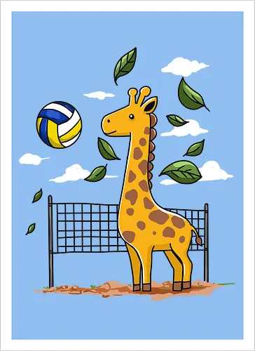 Giraffe Playing Volleyball